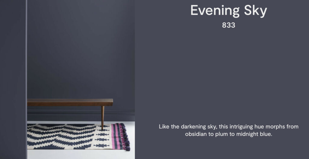 Evening Sky Plum midnight blue Benjamin Moore paint colors