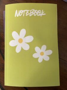 Lime Green Notebook paper notebook for sale Kamala Harris Brat Summer Daisy motif blank lined notebook