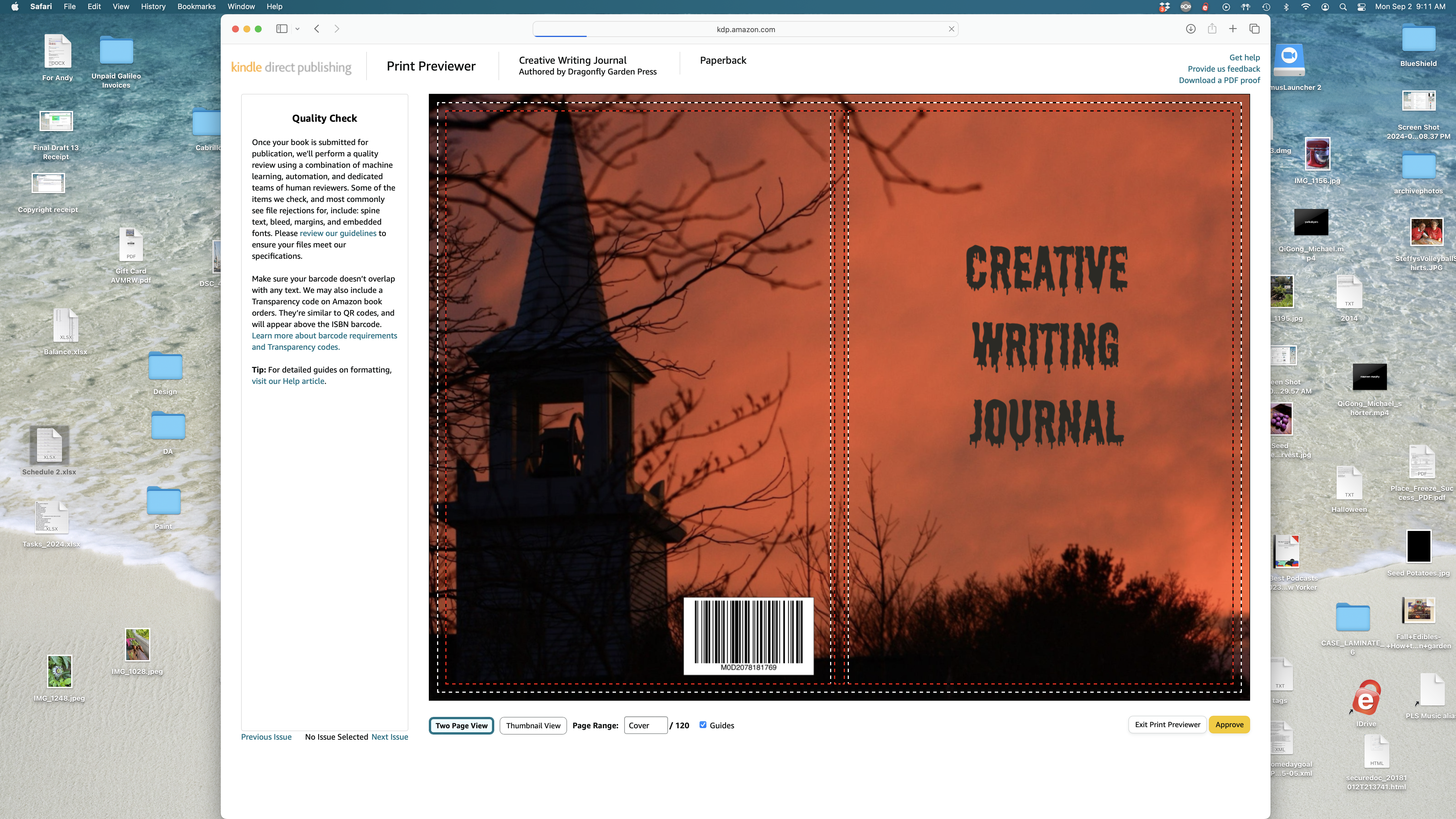 Spooky Halloween Inspired Notebook with orange skies and church in dark shadow Creative Writing Journal Side Hustle Amazon Horror