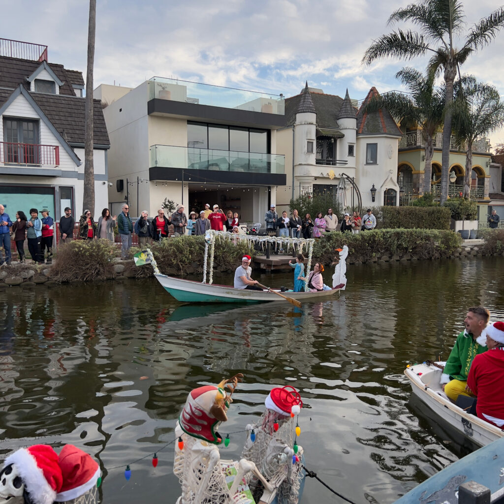 Elsa boat Venice Canal Boat Parade Christmas Decorations Holiday Decorations California Celebration